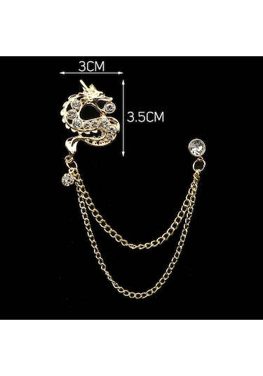 Yeni Retro Erkek Kostümü Pantolon Zincir Yafak Iğne Ejderha Geyik Taç Kafatası El Broşu 17 17 Çok Renkli