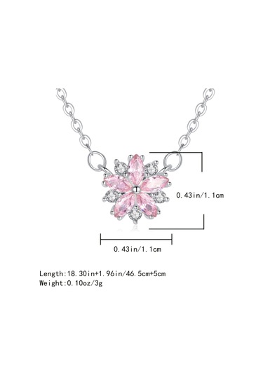 Büyüleyici Pembe Kiraz Çiçeği Kadın Kolye Gümüş