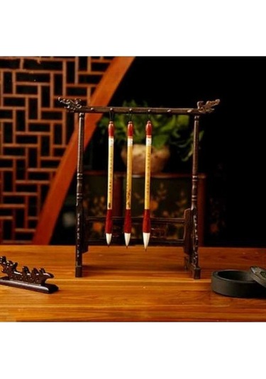 Willowhaven Ahşap Çin Fırça Kalem Asılı Musluk Tutucu 6 Asılı 12-pin Kaligrafi Standart Çok Renkli