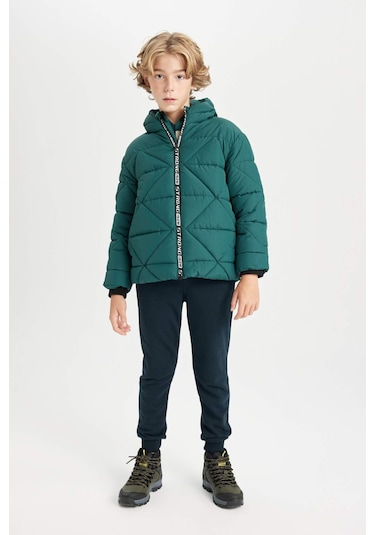DeFacto Erkek Çocuk Su İtici Kapüşonlu Fermuarlı Cepli Mont C7385A824WNGN383