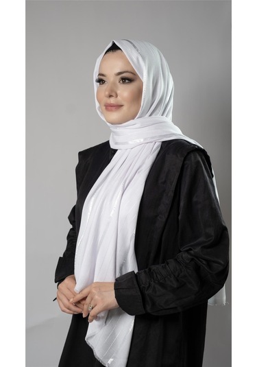 Beyaz Çizgili Şal Viskon Kumaş Bursa Dolama 202110 42 Beyaz