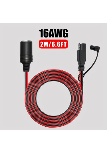 Dashanshop Jyft 2m/6.6ft Araç Sae Şarj Kablosu 16awg Sigara Çakmaklı Adaptörlü
