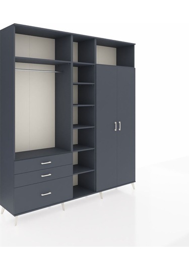 Hyperion Dolap 10 Raflı 3 Çekmeceli 2 Askılı 220x44x243 Antrasit-antrasit/antrasit Antrasıt/antrasıt Hyperion Dolap 10 Raflı 3 Çekmeceli 2 Askılı 220x44x243 Antrasit-antrasit/antrasit Antrasıt/antrasıt