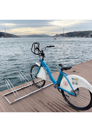 İleri Trafik Bisiklet Park Yeri Dörtlü Galvaniz Park Demiri Gümüş