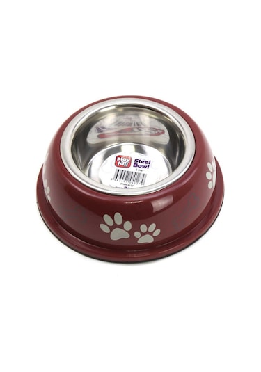 Playfull Pati ve Kemik Desenli Plastik Çerçeve İçinde Çelik Mama