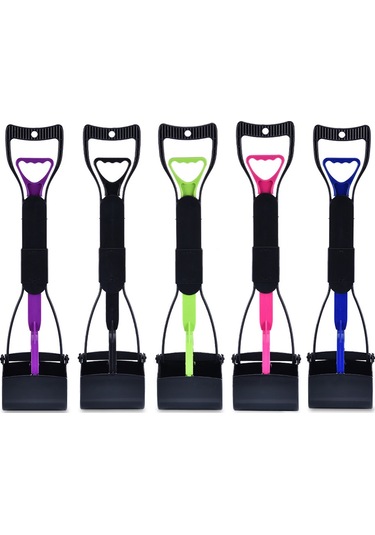 Dofolink Köpek Kedi Tuvalet Scooperı - 45 Cm Uzun Saplı Çift Yaylı, Çöp Torbası Ve Saklama Kutusu Seti - Siyah Katlanabilir, Tek Elle Kullanım Siyah