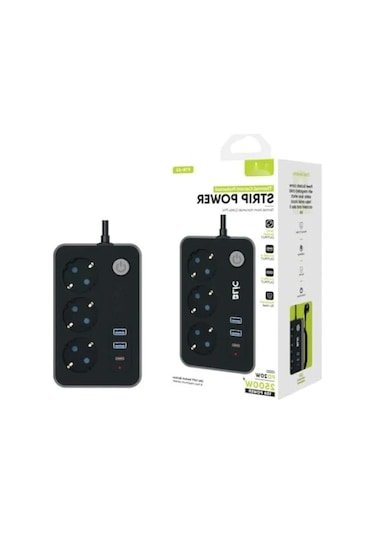 Akım Korumalı Uzatma Kablosu - 3 Priz, 2 Usb, 1 Type-c 0