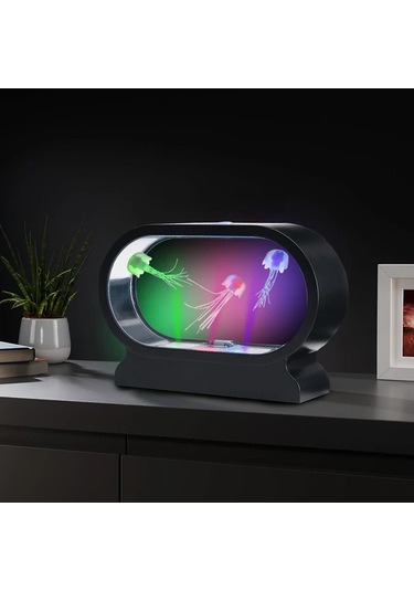Honeybeeshop Yıllık Yeni Led Oval Sulu Denizanası Lambası Çok Renkli 1 Bilgisayar Simülasyon Sulu Denizanası Tankı Atmosfer Gece Lambası Çok Renkli