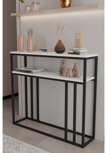 2 Raflı Metal Dresuar Raflı Lüx Dresuar Kitaplık Salon Düzenleyici 2 Raflı 100 Cm Beyaz