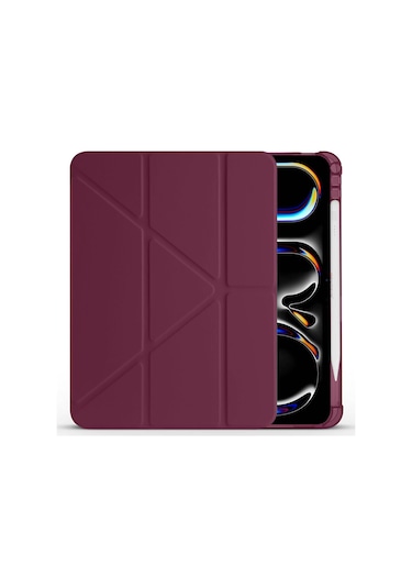 İpad Uyumlu Pro 11 İnç 3.nesil M1 2021 Uyumlu Kılıf Üçgen Katlanabilir Kalem Şarj Bölmeli Kılıf Kapaklı Kılıf