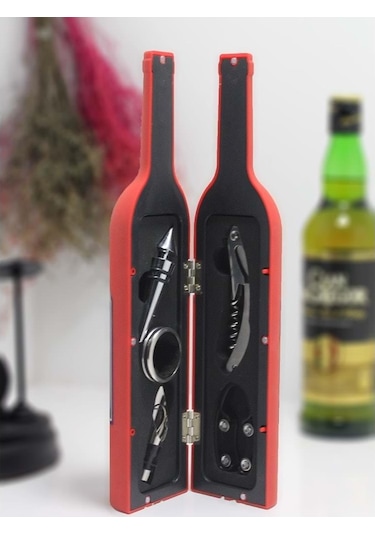 Kenpazar Şişe Tirbuşon Seti Büyük Kırmızı Çok Renkli