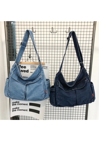 Skycity Büyük Kapasiteli Kadın Denim Çapraz Çanta - Yumuşak Poliester Astarlı, Şık Ve Konforlu Koyu Mavi