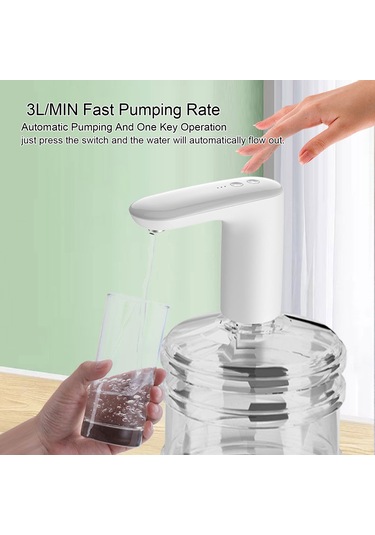 Xindoker Usb Şarjlı Taşınabilir Su Pompası - 5 Galon Otomatik Su Dispanseri Siyah