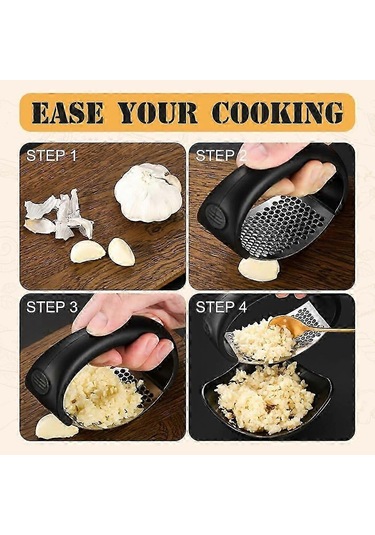 Paslanmaz Çelik Sarımsak Ezici, Sarımsak Soyucu Ve Spatula, Taşın Çok Renkli