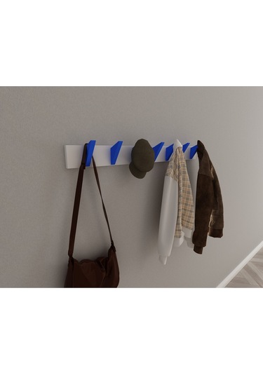 Hepsi3boyutlu Modern Duvar & Kapı Kanca Askılık - 7 Adet Mavi Kanca Askılık - Model No : 5 Mavi
