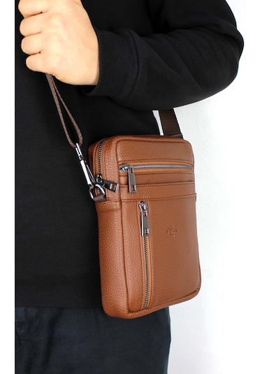 Erkek Taba Askılı Postacı Çanta Omuz Çantası Taba