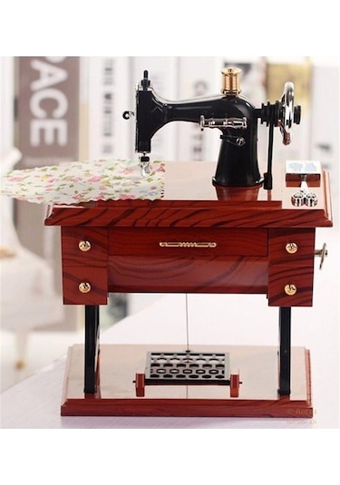 Kişiye Özel Nostaljik Tasarımlı Dikiş Makinesi Müzik Kutusu