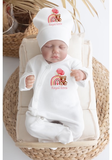 Bebewini %100 Pamuk Baskılı 11'li İsimli Hastane Çıkışı 0014 Ekru