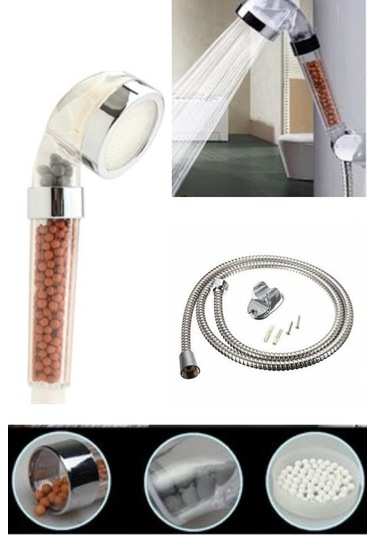 Tasarruflu Ve Arıtmalı Duş Başlığı Tazyikli Banyo Hortum Askı  Set