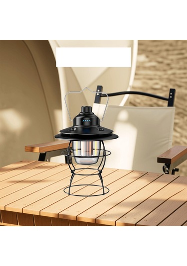 Suntek Led Kamp Feneri Piknik Acil Veranda Için Asılı Aydınlatma Siyah
