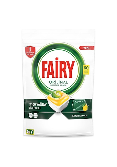 Fairy Hepsi Bir Arada Limon Kokulu Bulaşık Makinesi Deterjanı 60 Tablet