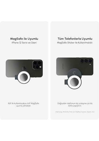 Shiftcam Snappocket Light Led Selfie Ring Işık, 4 Parlaklık Seviyesi, Dahili Batarya, Manyetik Telef Siyah