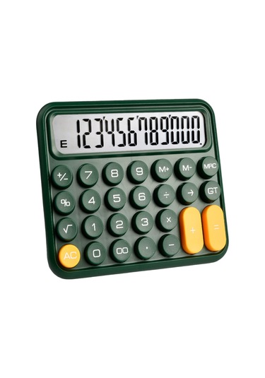 Aubyhe Yeşil Ofis Hesap Makinesi - 12 Haneli Lcd Ekran, 15 Derece Eğimli, Sessiz Tuşlar, Kaymaz Altı, Abs Malzeme Aaa Pil Gereklidir Yeşil