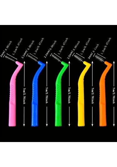 Willowhaven 7 Karakter L Şekilli Diş Arası Fırçası 0.4mm Beyaz Orta Sert Nayon Kıllar Ergonomik Sap