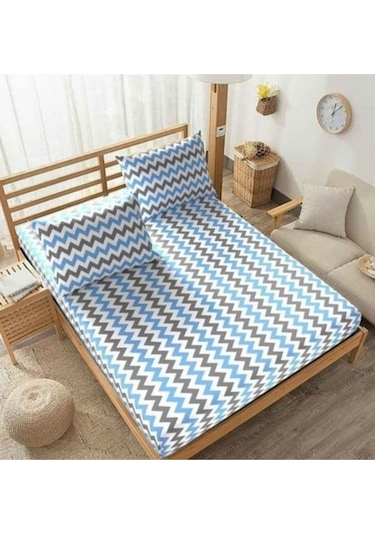 Üntaş Life 120 Tek Kişilik Lastikli Çarşaf 1 Adet Yastık Kılıfı 120x200 Mavi Gri Ecmavizizag20