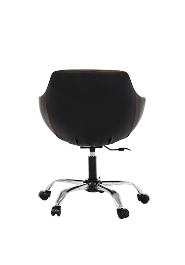 Krom Metal Ayaklı Ofis Çocuk Odası Çalışma Sandalyesi Monoko Deri