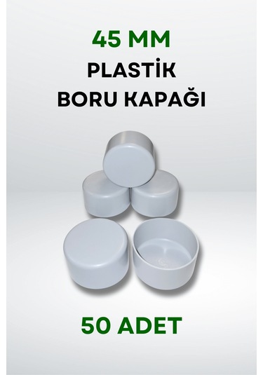 Plastik Boru Kapağı 45 Mm 50 Adet - Açık Gri - Açık Gri 45 Mm