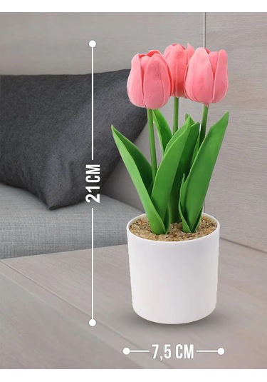 4fun Yapay Silikon Lale Çiçekleri Saksıda Dekorasyon İçin 319526468 Pembe