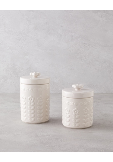 English Home Soft Bloom Stoneware Kavanoz 15 Cm Krem Krem