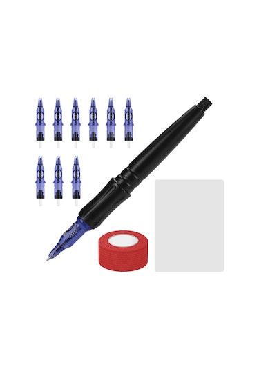 Qingmipy Mavi Mürekkep Dövme Kalemi Seti: Alüminyum El Dövme İğnesi Ve Pratik Desen Çizim Kalemi