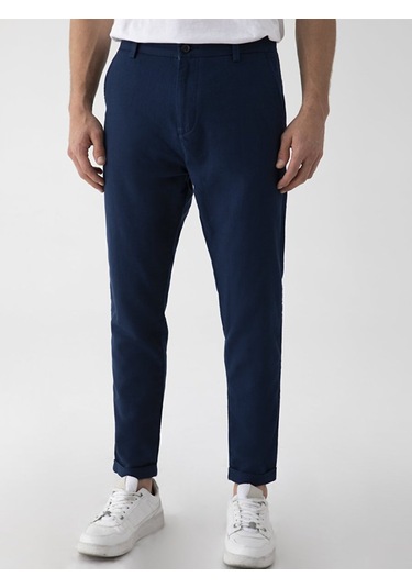 Ltb Düz Paça Keten Görünümlü Lacivert Pantolon 012254702625008 301 Lacivert