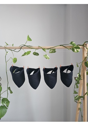 4 Adet Pamuklu Çift Katlı Çıtçıtlı Müslin Fular&salya Önlük Siyah Çok Renkli