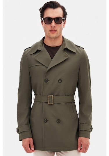 Ds Damat Regular Fit Koyu Haki Apoletli Beli Kemerli Pardösü/trenckot 1hf08ort00013 4620516
