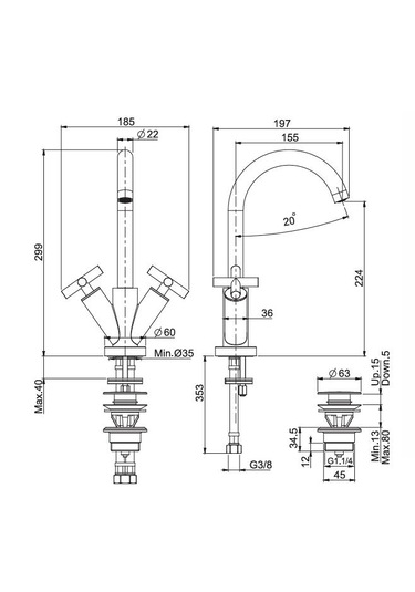 Fima Maxima F5311wcr Lavabo Bataryası