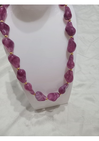 Mor Kaya Modeli Kolye Mor