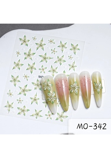 5d Etiket Zambak Çiçeği Tırnak Çıkartmaları Jöle Nail Art Süslemeleri Akrilik Yapışkanlı Jel Kaydırıcılar Yaz Çıkartmalar Manikür Aksesuarları Whıte