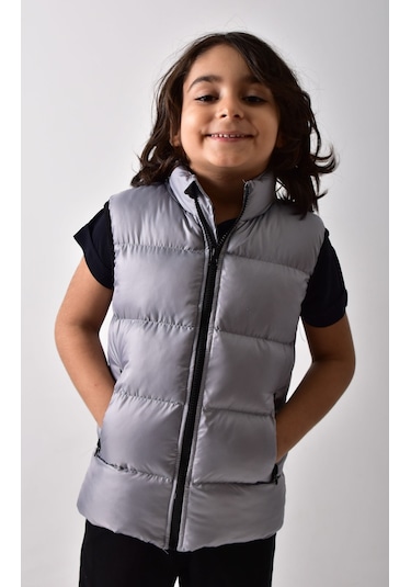 Banada Moda Erkek Çocuk Mat Gri Şişme Yelek Gri
