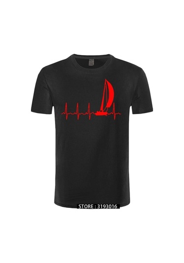 Cınessd Yelken Kalp Atışı Grafikli Yazlık %100 Pamuk Erkek Tshirtbordo Bordo