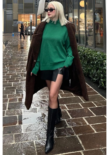 Siyah Mini Boy Kadın Deri Etek Mg2298 Siyah