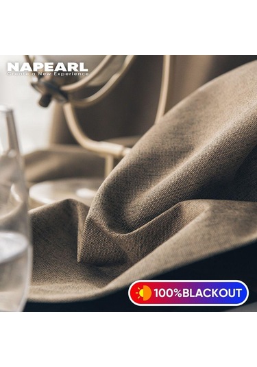 Kahverengi 1 Adet Napearl % 100% Karartma Düz Renk Keten Yatak Odası Pencere Perdesi Moder Tipi Perdeler Oturma Fon Perde 57023865 Kahverengi