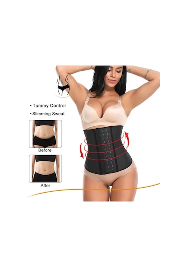 Askısız Latex Extra Sıkı Göbek Korsesi Bel Eğitmeni Siyah