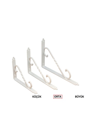 Ferforje Raf Altı, Orta, Beyaz, Vidalar Dahil, 2 Adet Beyaz