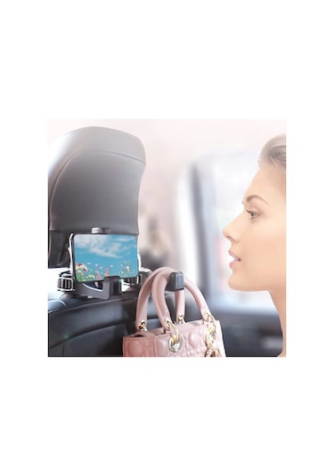 Ximistore9 Araç Koltuk Başlığı Çift Fonksiyonlu Gizli Kancalı Telefon Tutucu - 360 Dönebilir Mavi