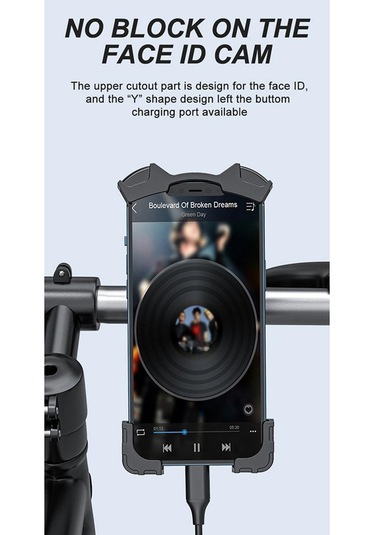 Bisiklet Telefon Tutucu Bisiklet Cep Cep Telefonu Tutucu İphone Samsung Xiaomi İçin Motorlu Navigasyon Braketi Siyah -