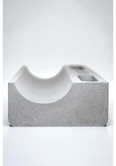 Beton Masaüstü Organizer Kalemlik, Telefon Ve Kartlık Düzenleyici Şık Ofis Masa Dekoru Gri