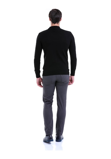 Hatemoğlu Yarım Balıkçı Regular Fit Erkek Triko Kazak Siyah